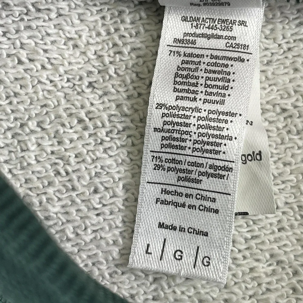 American Apparel Sweatshirt Mens L Gray Crewneck Striped Collar Cotton Blend A's
